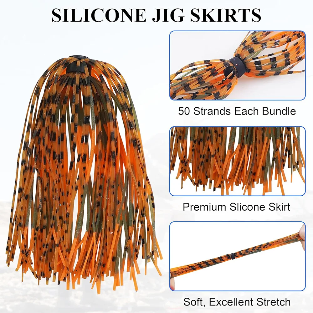 Faldas de silicona Spinnerbait con hebras para señuelos giratorios - imagen 3
