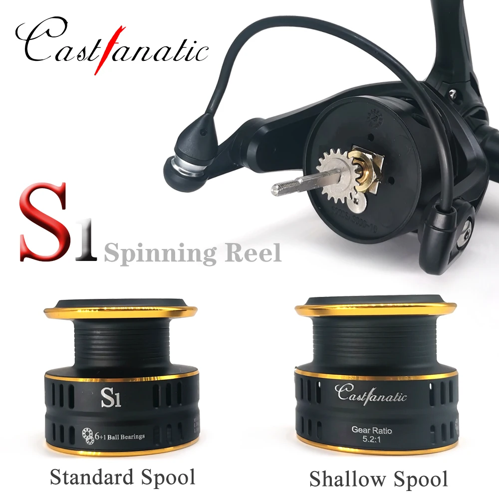 Carrete ligero Castfanatic S1, carretes giratorios de pesca ultraligeros 6BB 5,2: 1, arrastre máximo 6-10kg, carrete de agua salada para ruedas de carpa - imagen 5