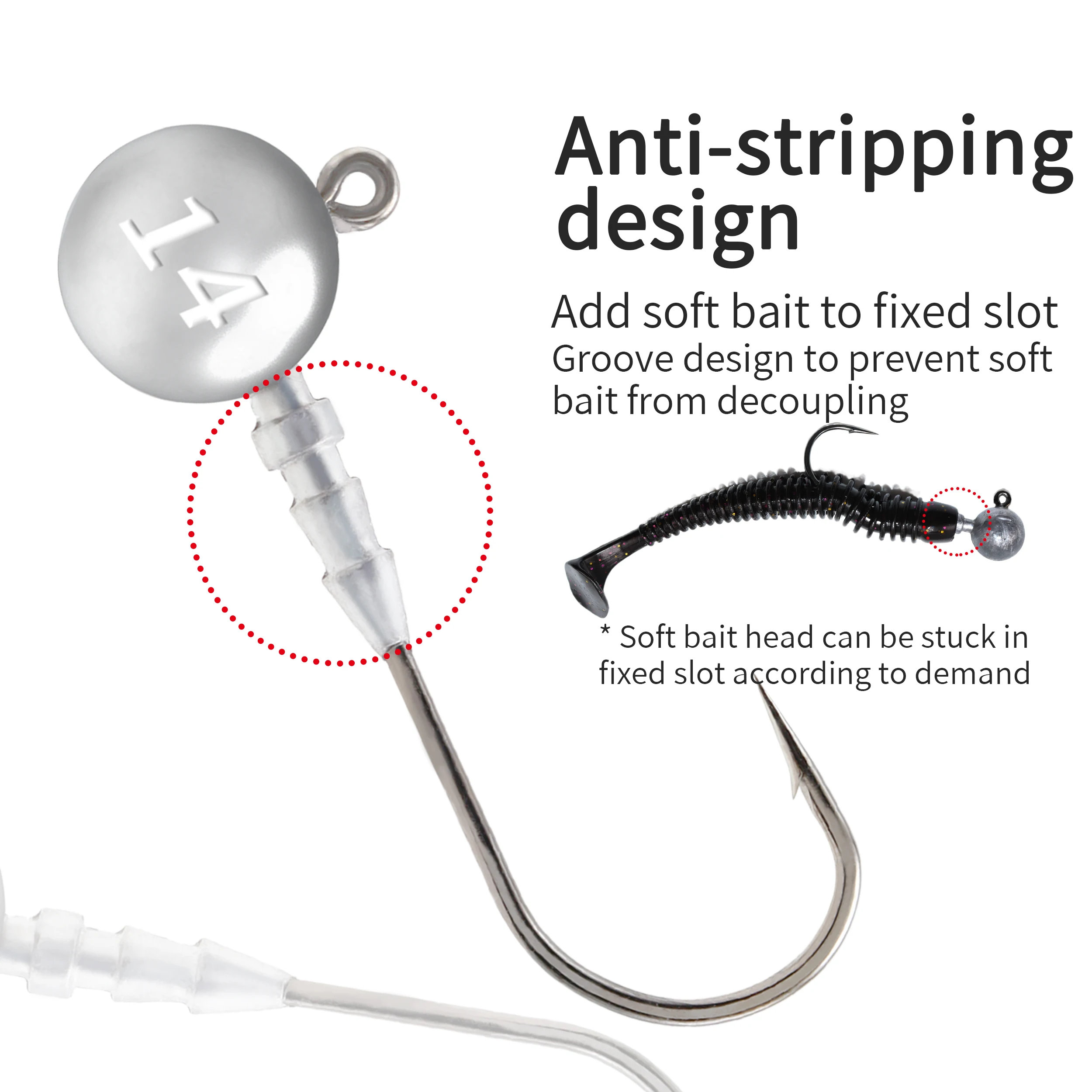 ZYZ-anzuelos de pesca con cabeza plomada, Señuelos de Pesca de acero de alto carbono, aparejos de pesca de lanzamiento largo, 3,5/5/7/10/14g - imagen 4