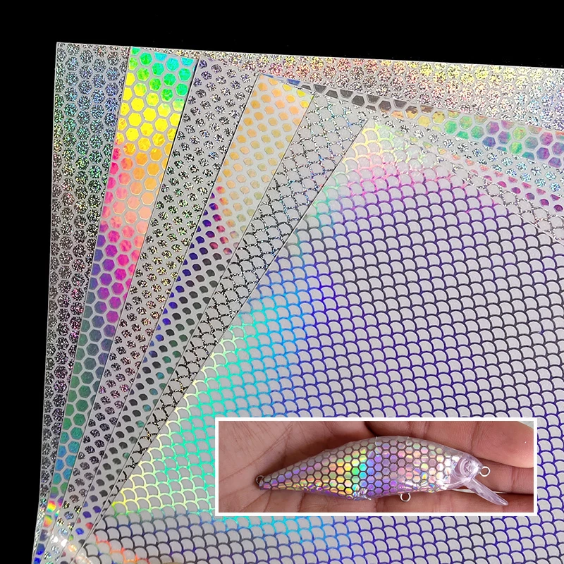 Pegatina holográfica para señuelo de pesca, cinta para escamas de pescado, pegatina luminosa, manualidades, cinta para señuelos Flash DIY para cebos de Metal - imagen 3