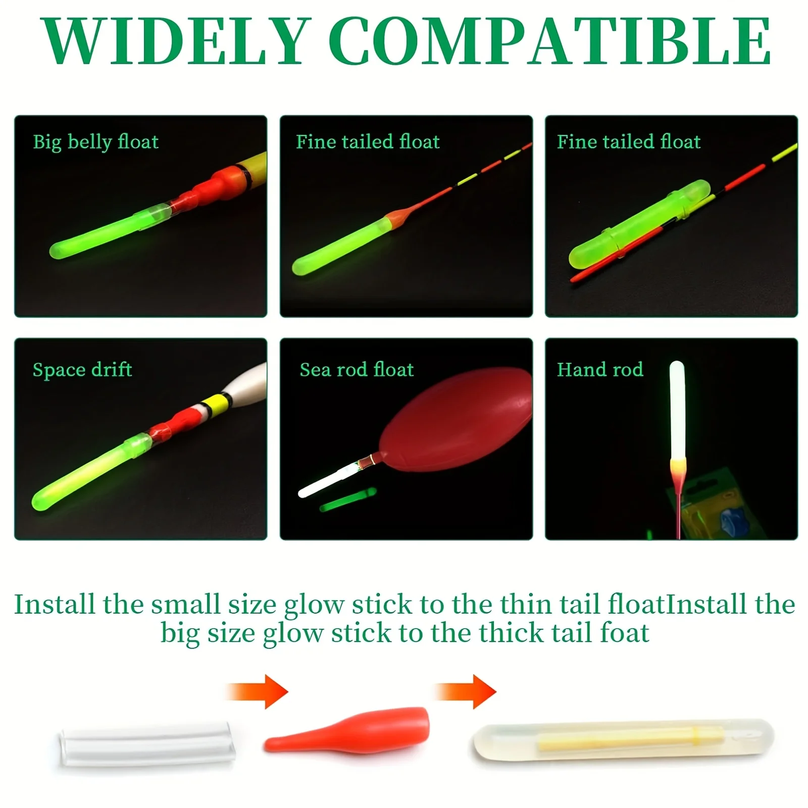 Juego de barras luminosas de pesca de 100 Uds., luces de punta de caña, flotador de pesca nocturna, indicadores de barras luminosas para accesorios de pesca nocturna - imagen 5