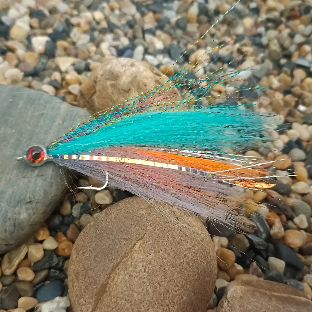 Ellllv, 2 uds., 4,1 ′′, serpentina de pesca, oropel Flash, fibra sintética, moscas de pececillo, Lucio, Tarpon, señuelo de pesca de agua salada - imagen 5