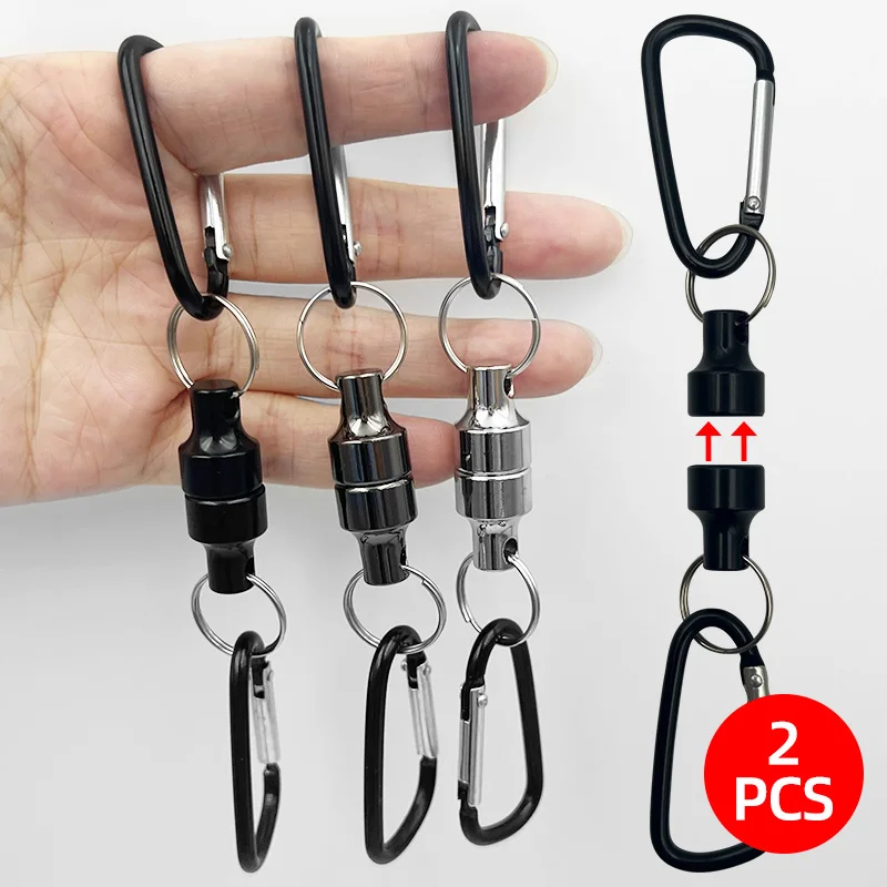 Herramientas de pesca, llavero magnético de liberación de red, Retractor de red de pesca con mosca, imán, soporte de Clip de Metal, aparejos de pesca, 2 uds.