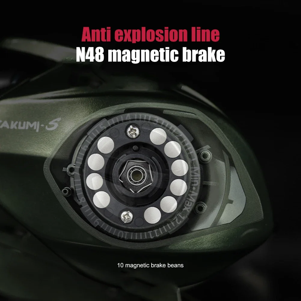 Carrete de pesca Baitcasting de perfil bajo para mano derecha/izquierda, 7,2/1 velocidades, 13 + 1 rodamientos, carrete de copa de línea de Metal, aparejos de rueda de pesca - imagen 4