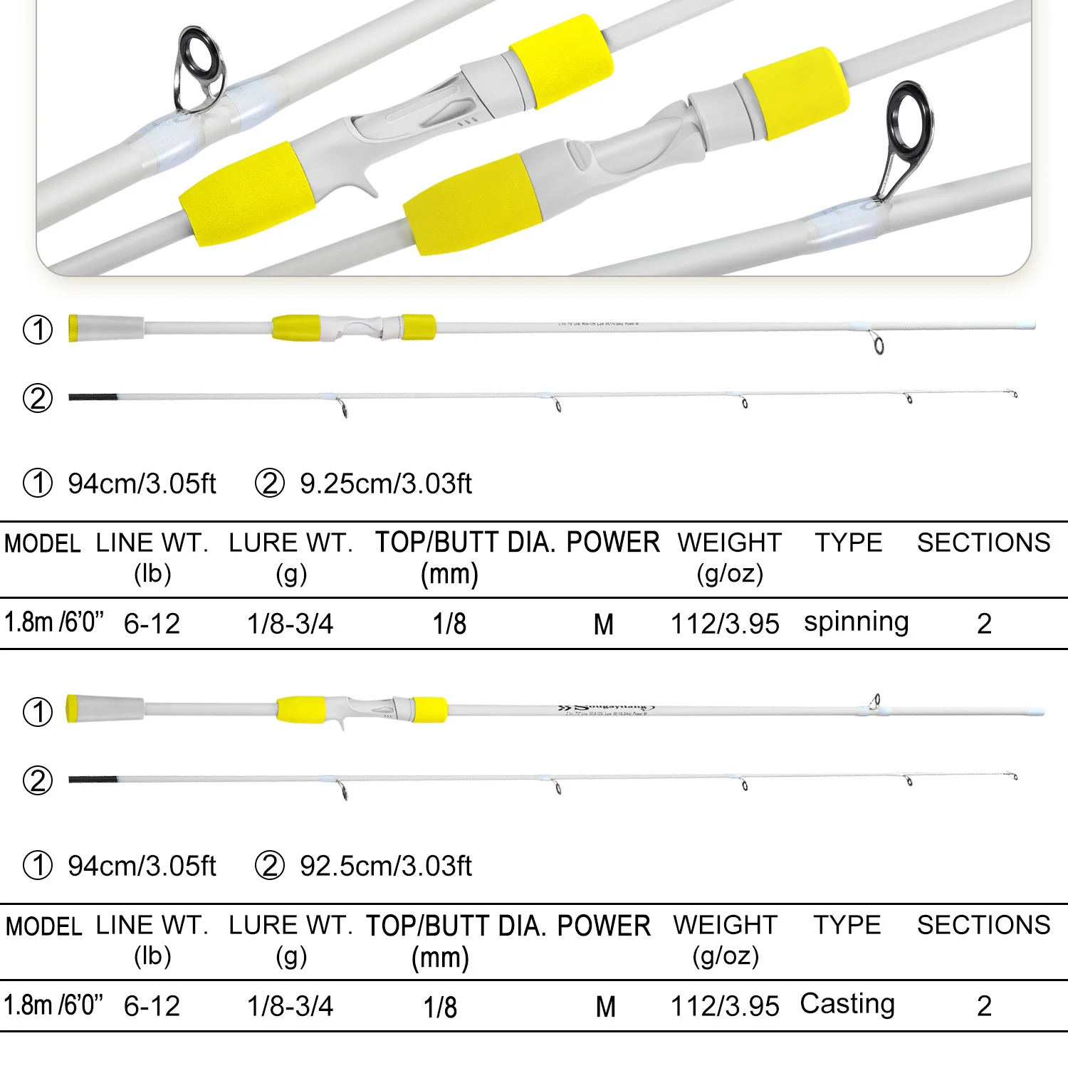 Sougayilang 2 sectie Hengel Koolstofvezel Spinning Hengel 1.8/2.1m Ultralight Casting Hengel M Power voor Bass forel Vis - imagen 4