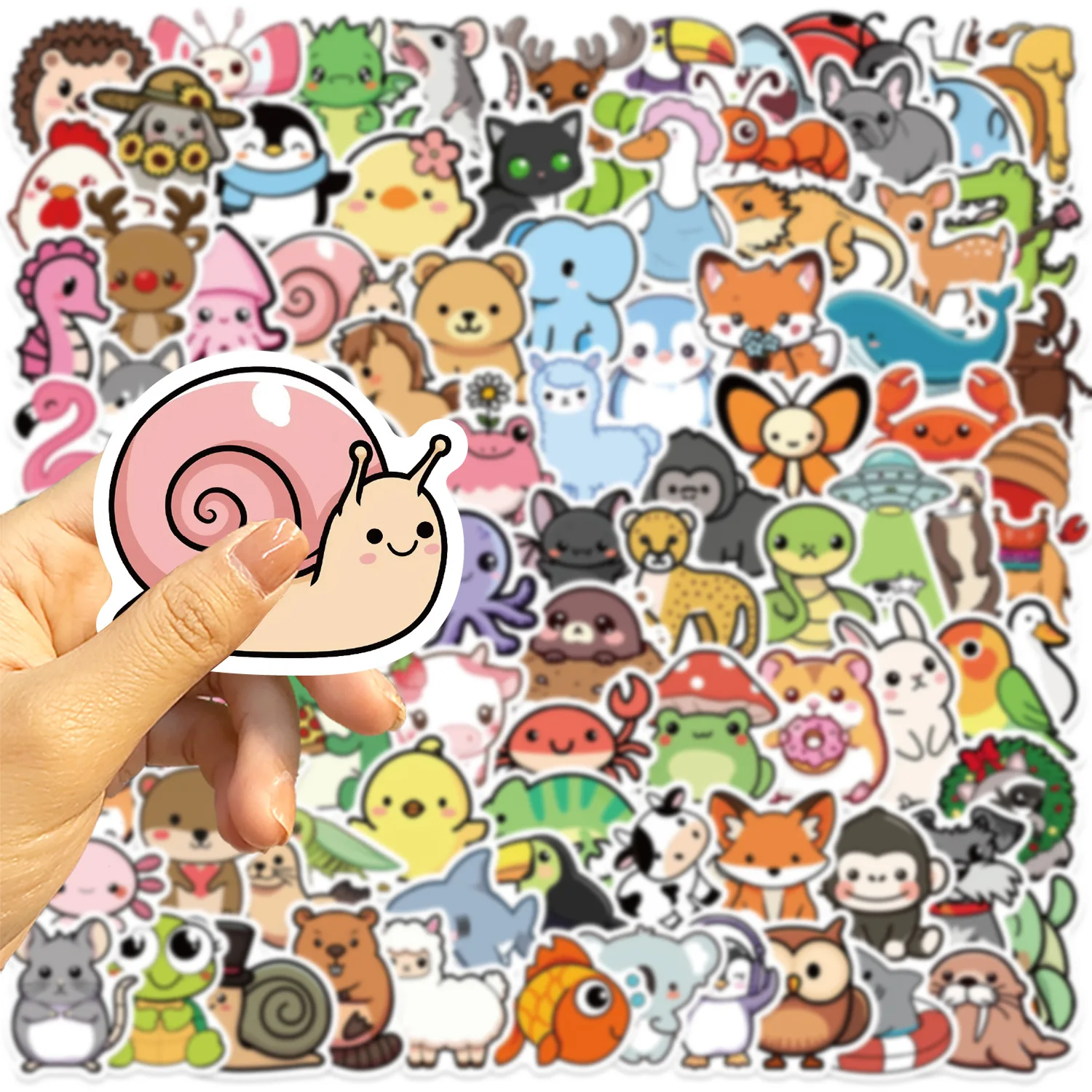 100/200 Uds lindos animales mezclados pegatinas de grafiti de dibujos animados DIY teléfono guitarra portátil maleta taza pegatina impermeable juguete para niños - imagen 5