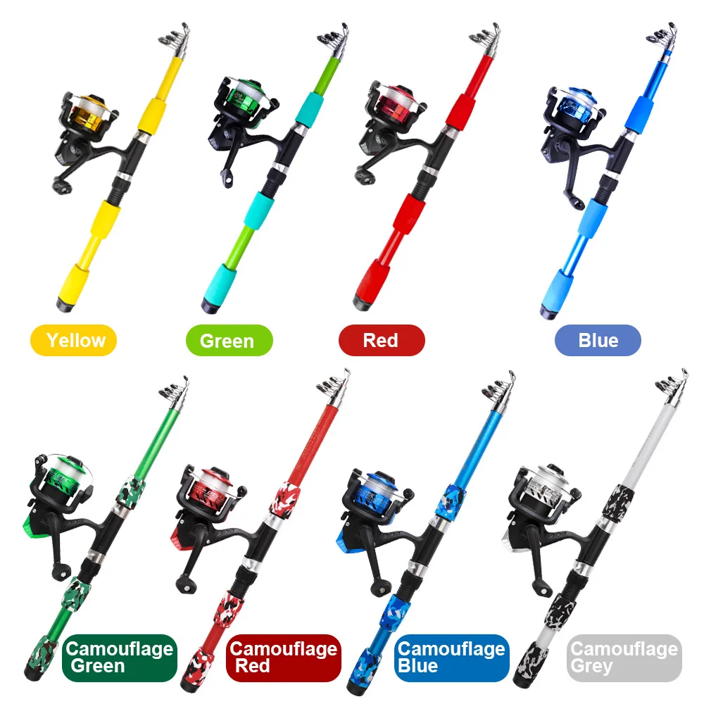 Combos de caña de pescar y carrete para principiantes de 1,8 m, caña de pescar telescópica de viaje con carrete giratorio, Kit combinado, juego de anzuelos para Señuelos de Pesca - imagen 2