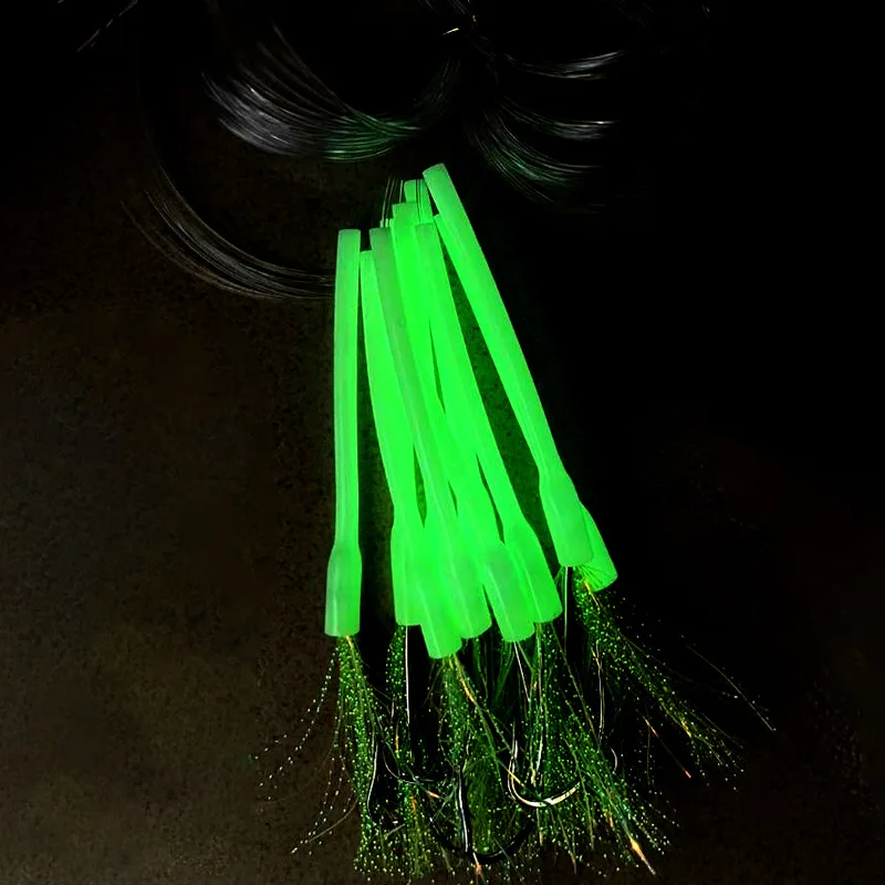 10 unids/set faldas luminosas de calamar con línea Sabiki señuelo de pesca antimordida para caballa de agua salada arenque Saury pesca señuelo de pesca - imagen 2