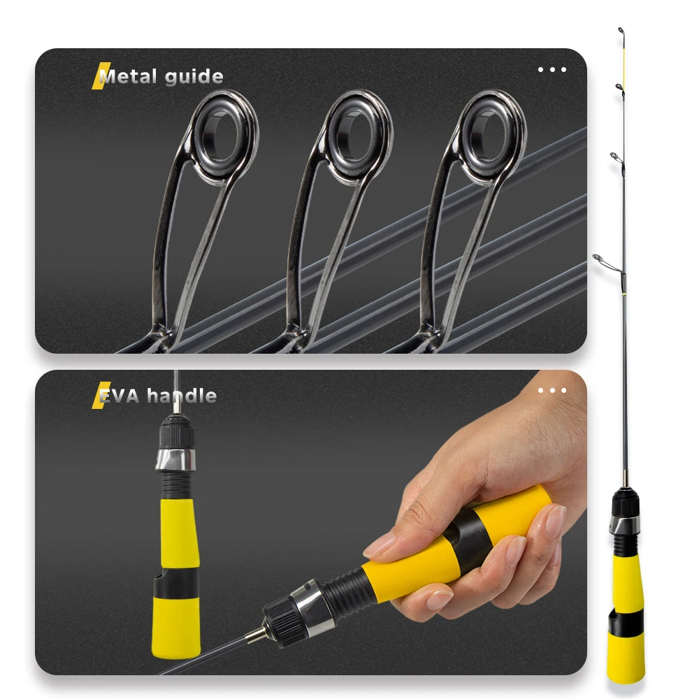 Hunthouse-caña de pescar en hielo portátil ML/L/M, 50cm, 2 secciones giratorias, ultraligera, para deportes al aire libre, lubina, lago, aparejos de Pesca - imagen 4