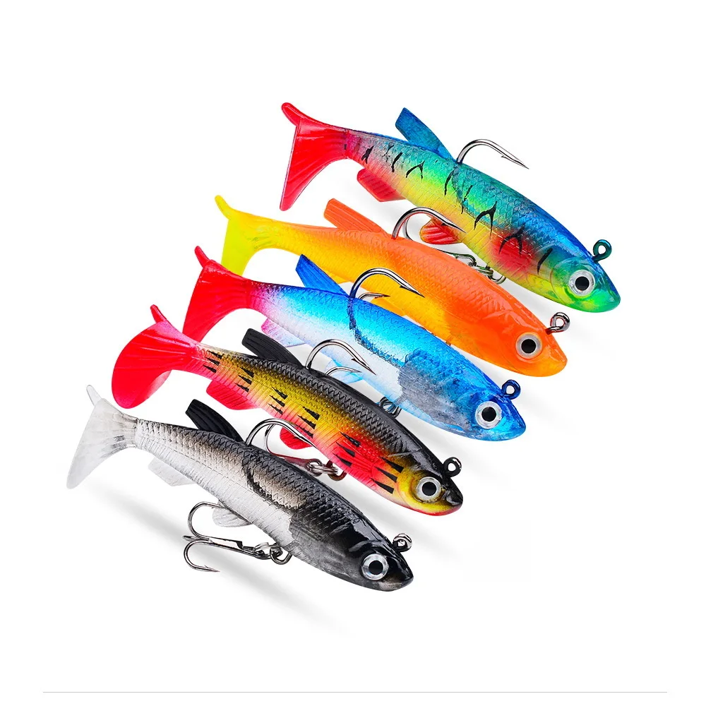 Señuelo de pesca de goma con cebo suave, 75mm, 85mm, Artificial, hundimiento, Swimbait, cola en T rizada, Jig Head, aparejos de pesca, productos para Lucio, 1 ud. - imagen 2
