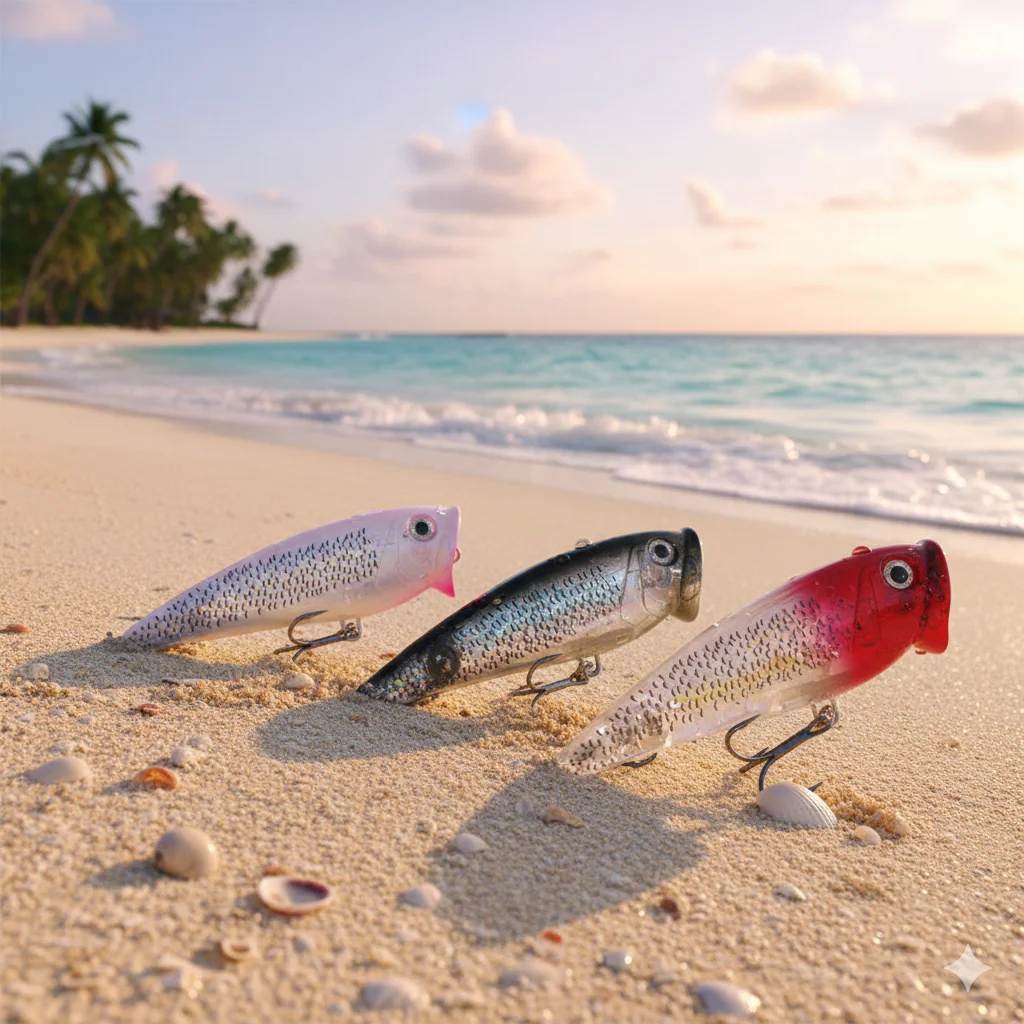 1 unidad Topwater Popper 7,5 cm 8,3g señuelo duro flotante cebo Artificial ojos 3D para lubina perca Pike Pesca de agua dulce y salada