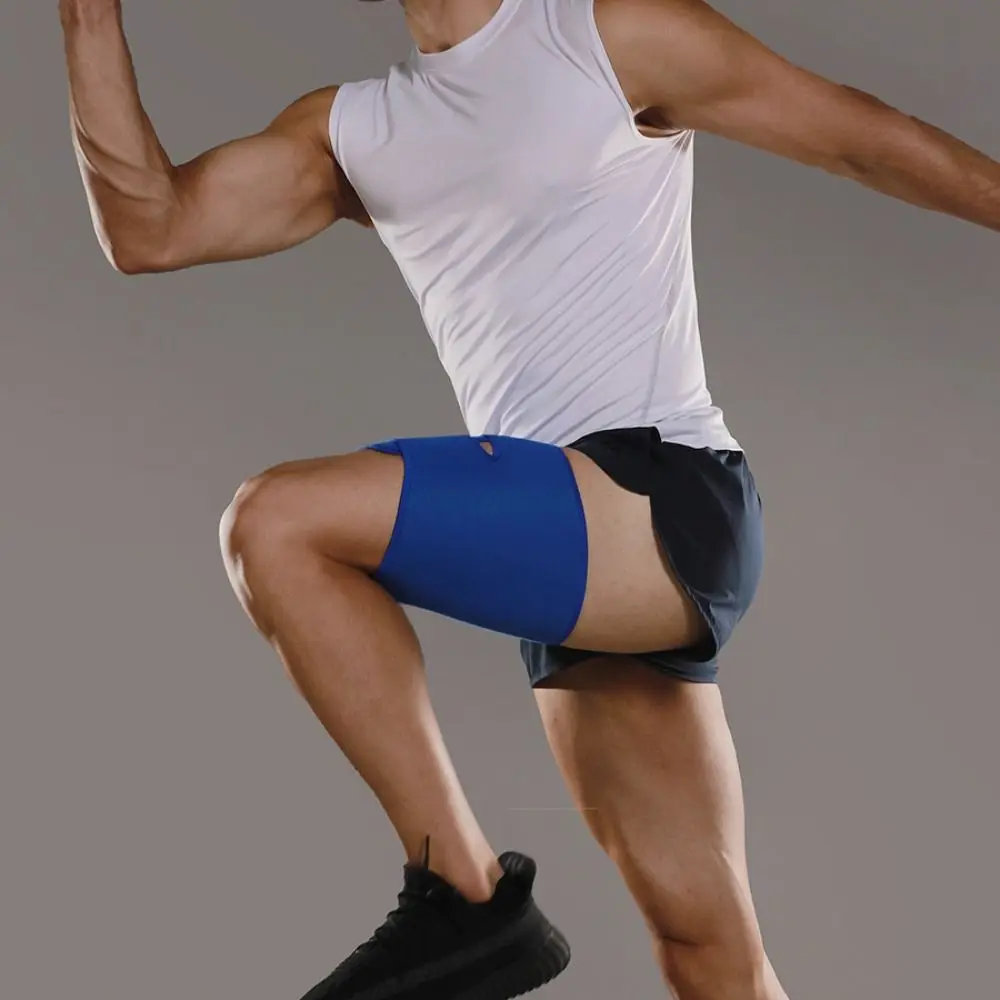 Manga de protección del muslo de poliéster y LICRA duradera, soporte muscular de compresión elástica, soporte de pierna antirozaduras para hombres y mujeres - imagen 4