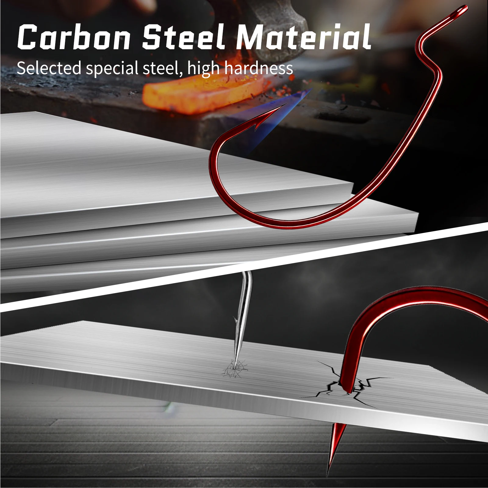 Anzuelos FishTrip Red EWG, 25-100 Uds., anzuelos de gusano compensados para pesca de lubina, espacio Extra ancho compensado, pesca en agua dulce, aparejo Carolina/Texas - imagen 4