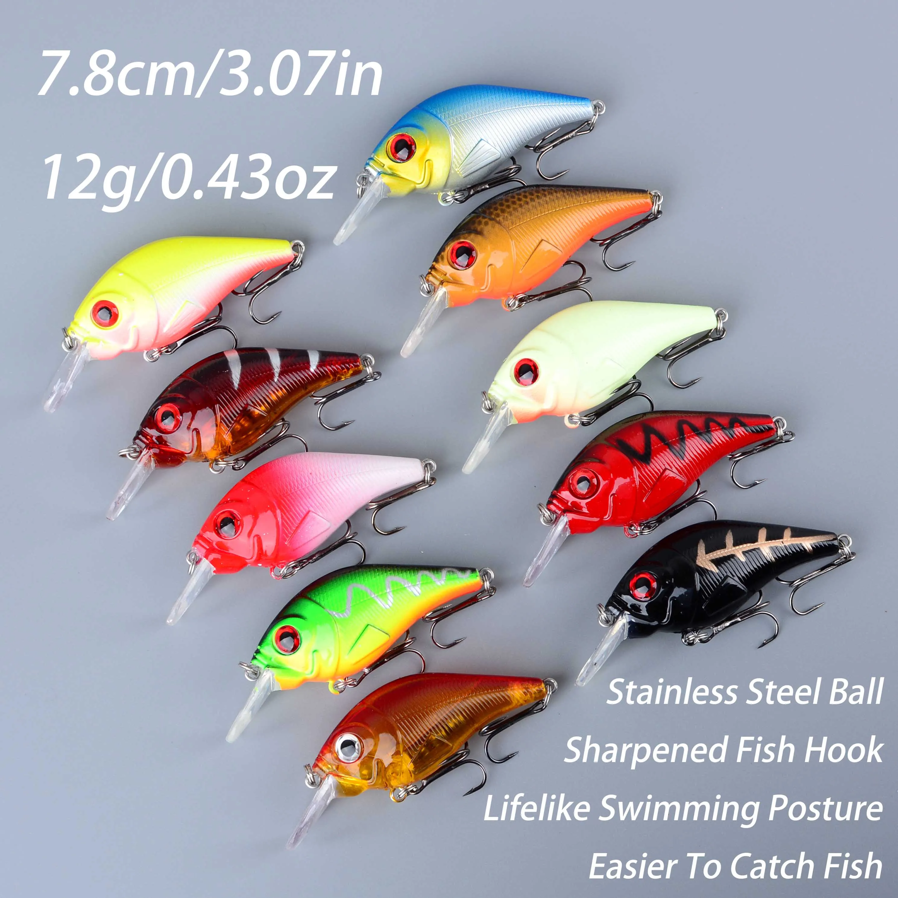 Crankbait Minnow hundimiento con anzuelos triples 3D señuelo duro - imagen 3