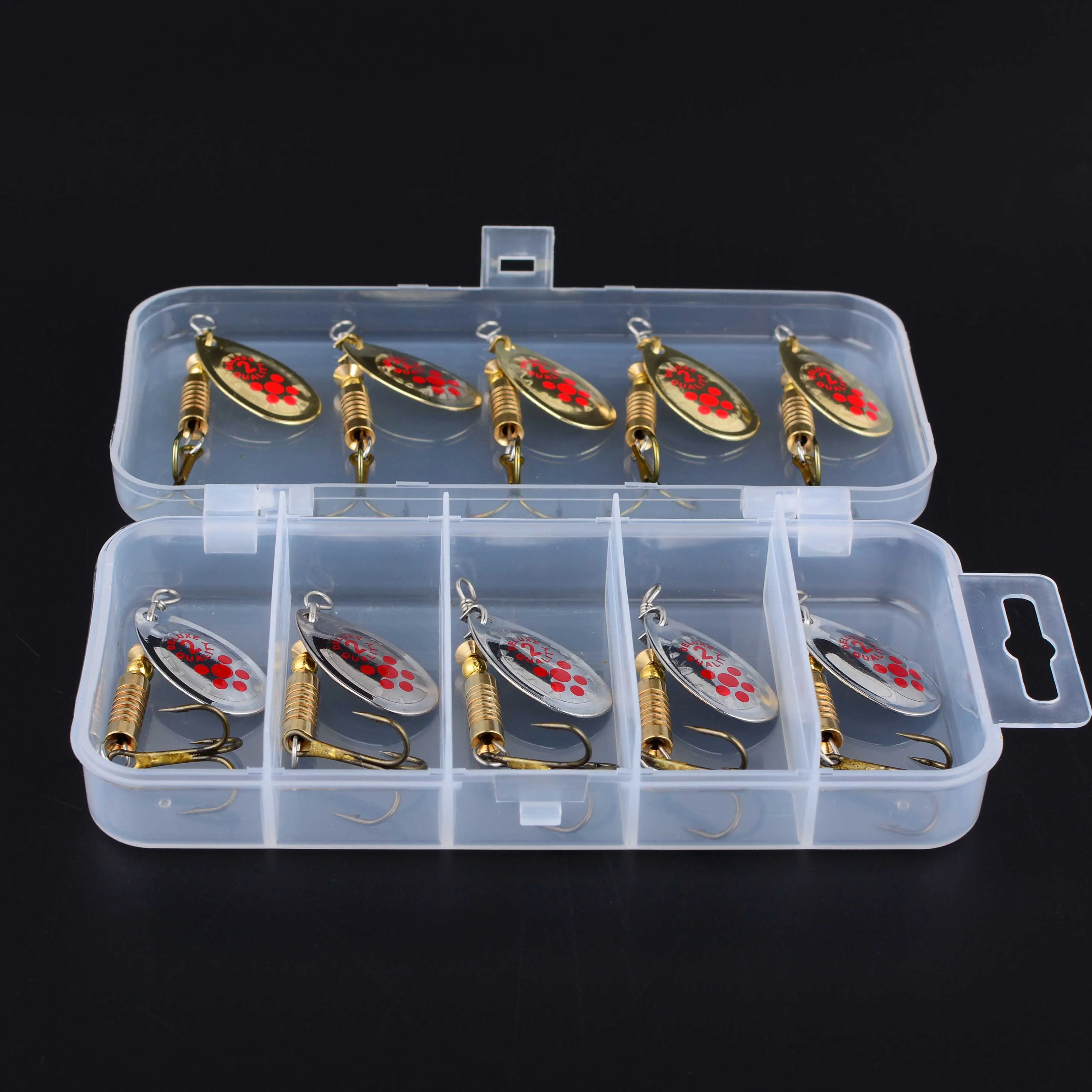10 unids/caja Spinner Señuelos de Pesca Wobblers CrankBaits Jig oro y plata Metal lentejuelas trucha cuchara Pesca de carpa Pesca - imagen 4
