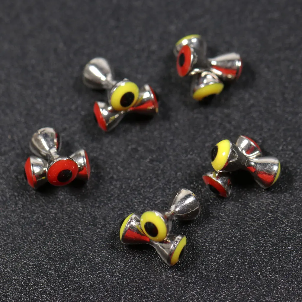 Mancuernas de cobre 3D, Ojo de pesca, reloj de arena, Ojos de pez, gancho de mosca, herramienta de encuadernación, materiales de atado, aparejos de Fsishing, 5 unidades por lote - imagen 2