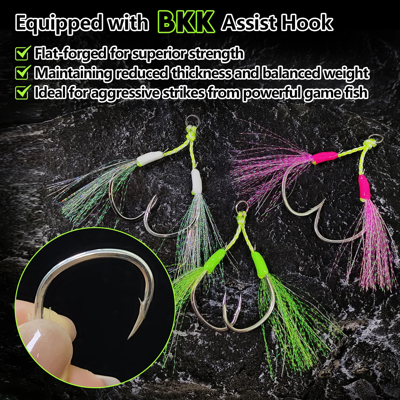 Anzuelos de asistencia de pesca Aventik para señuelos Topwater, anzuelos de pesca de repuesto de asistente doble/único que brillan, anzuelo de Jigging Stinger para baile - imagen 5