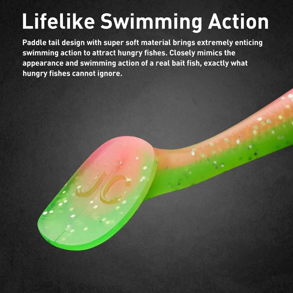 Señuelo de pesca suave flotante, 5 unidades/lote, 100mm, 6,5g, cebos de plástico TPR, 100mm, Swimbait suave, señuelo de Jigging, cebos artificiales, gusano suave - imagen 5