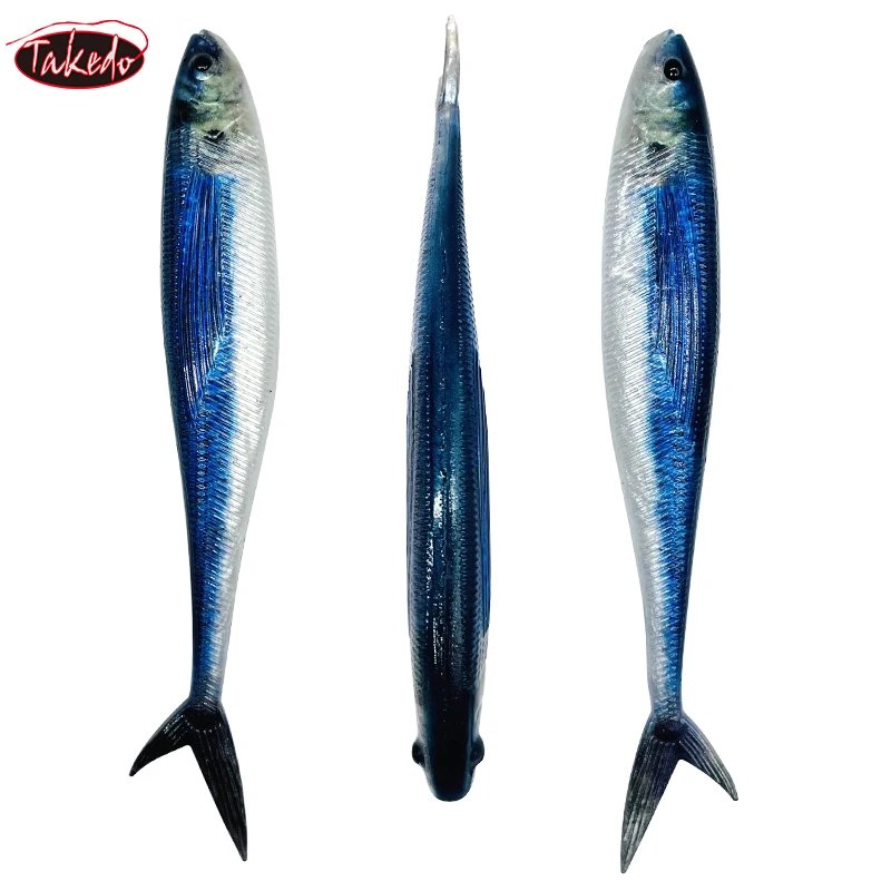 TAKEDO-señuelo de pintura de peces vivos 3D, 12,5 CM, 16CM, 19CM, 34G, cebo de pesca suave luminoso, tijera, cola de pez para pesca de atún, lubina y mar - imagen 5