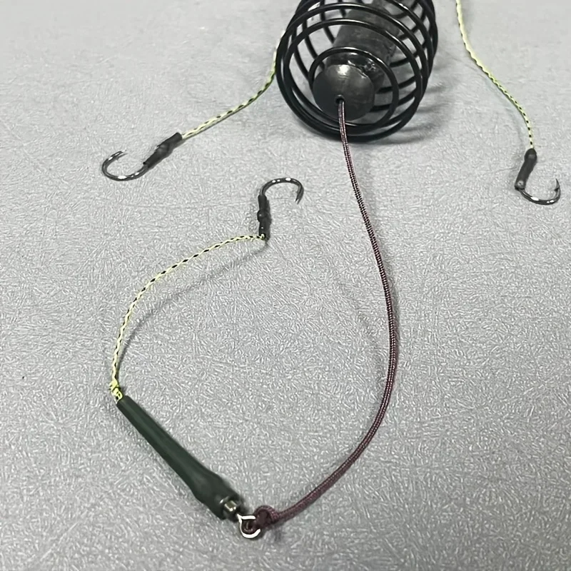 1 unidad # Plataforma alimentadora de plomo en línea europea 30/50, jaula de cebo de resorte preensamblada, línea sin enredos y pesca de carpa antitrago - imagen 3