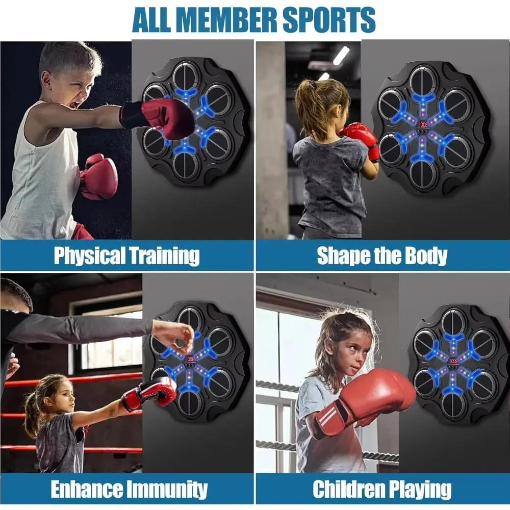 Máquina de boxeo de música inteligente montada en la pared, reducción de ruido engrosada, ajuste electrónico de velocidad de objetivo, iluminación LED - imagen 5