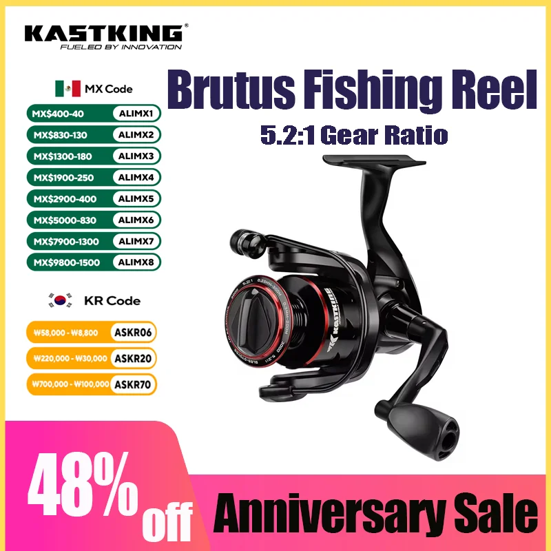 Carrete de pesca giratorio superligero KastKing Brutus 8KG arrastre máximo 5,2: 1 relación de engranaje bobina de pesca de carpa de agua dulce - imagen 5