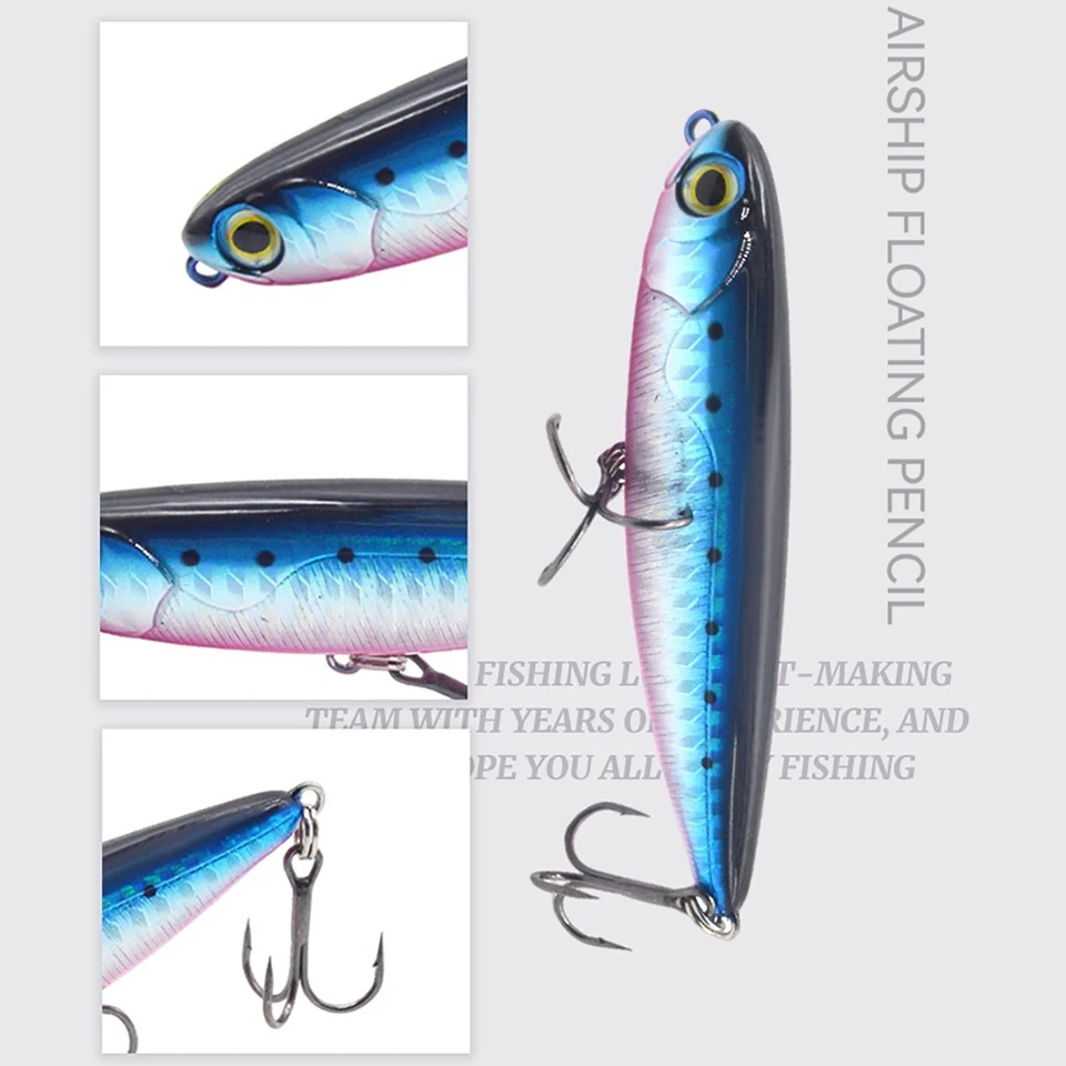 WALK FISH 1 Uds 6/12g 60/85mm Airshipsmall ammunit float lápiz superficie señuelo de largo alcance lanzar peces militares de lubina con pico hacia arriba - imagen 4