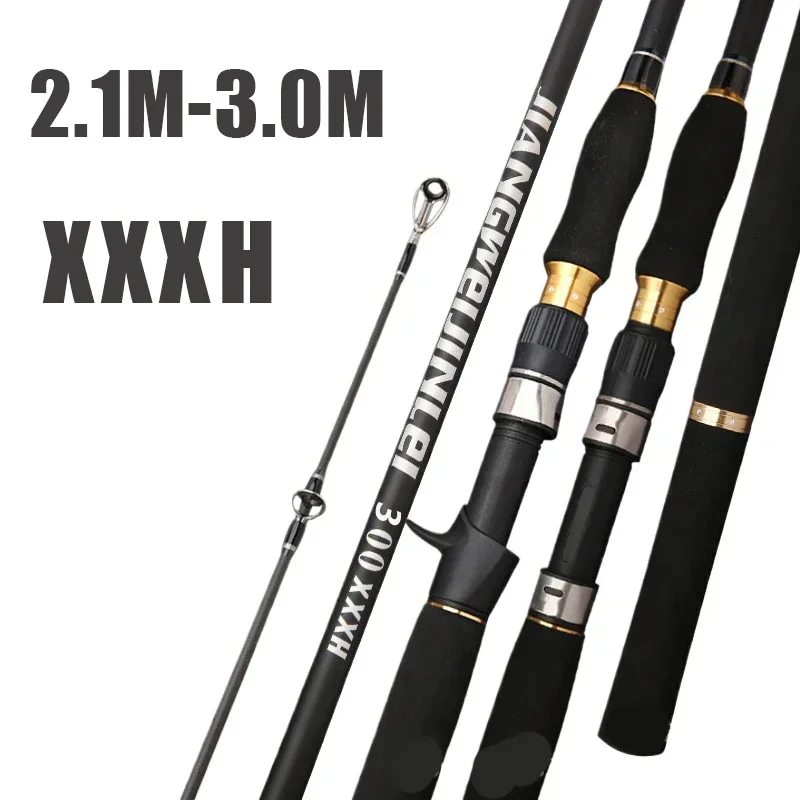 2,1 m 2,4 m 2,7 m Superhard XXXH fuerte señuelo giratorio caña de pescar 2 secciones carbono Baitcasting peso 50-300g caña de pescar - imagen 2