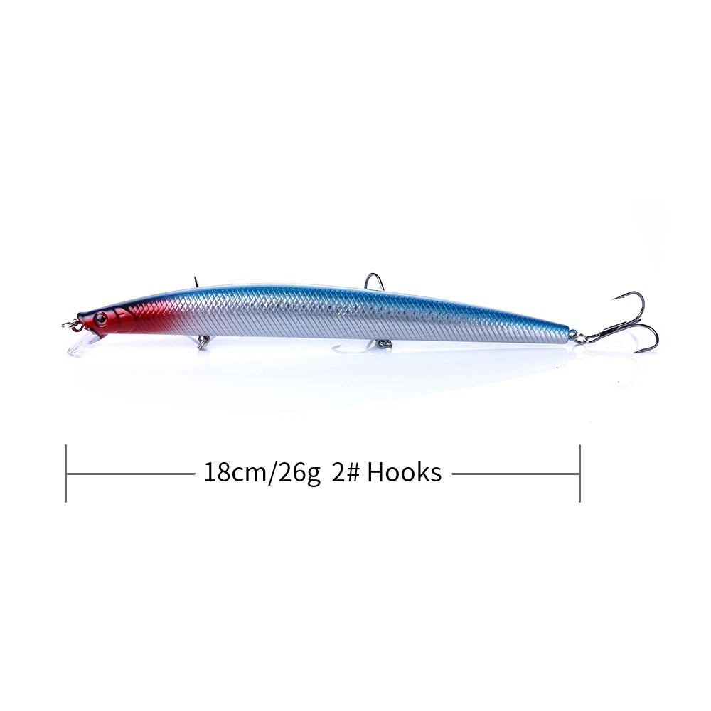 Señuelo de pesca de pececillo grande, Jerkbait de fundición larga para agua dulce, lubina, Lucio, profundidad de buceo, 0,5 ~ 1,8 M, 18cm, 26g, 1 ud. - imagen 3