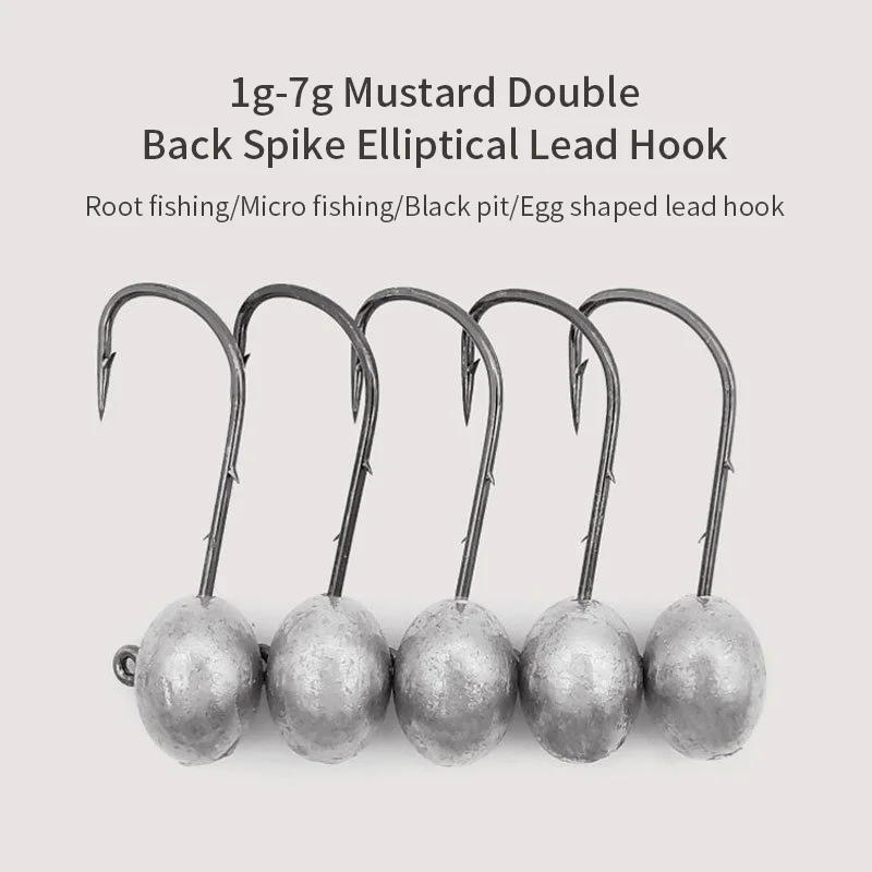 5 uds gancho de cabeza con anzuelo 1,5g 2,5g 3,5g 5g anzuelos de pesca en roca señuelo Finesse cabeza de plantilla de pesca doble púas