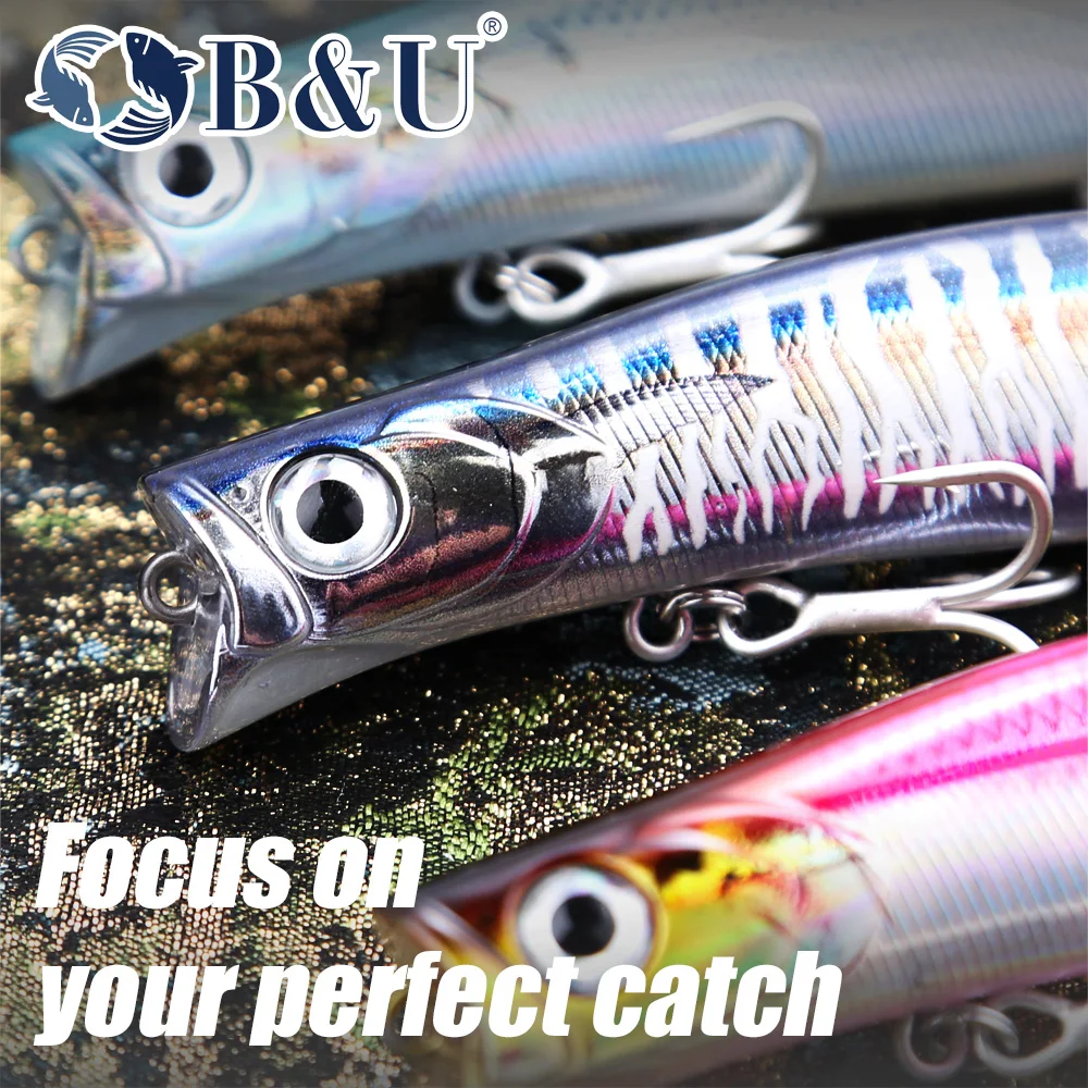 B & U 124mm Minnow señuelo duro lubina flotante Wobbler cebo duro Jerk señuelo de pesca transferencia de peso anzuelos de fundición larga - imagen 3