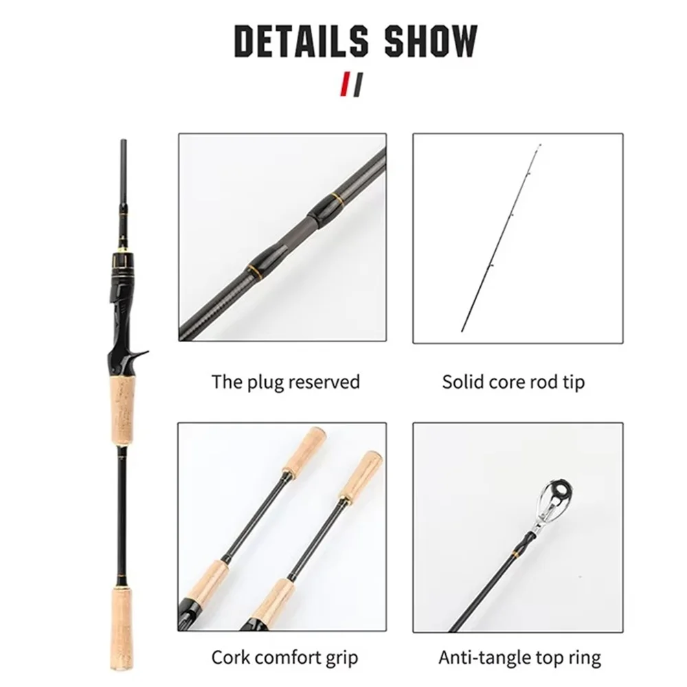 Varilla enchufable portátil Luya de cuatro secciones, varilla de lanzamiento remota de carbono de 1,98 metros con rueda de gota de agua ajustable - imagen 3