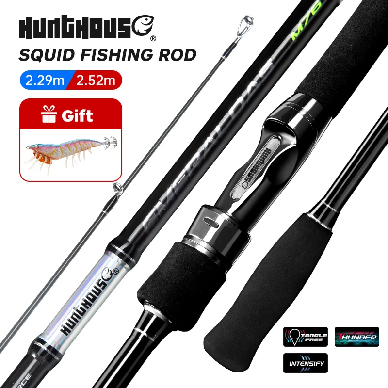Caña de pescar Hunthouse Squid Egi 2,29 m 2,52 m 2 secciones caña giratoria para pulpo sepia aparejos de barco de mar - imagen 4
