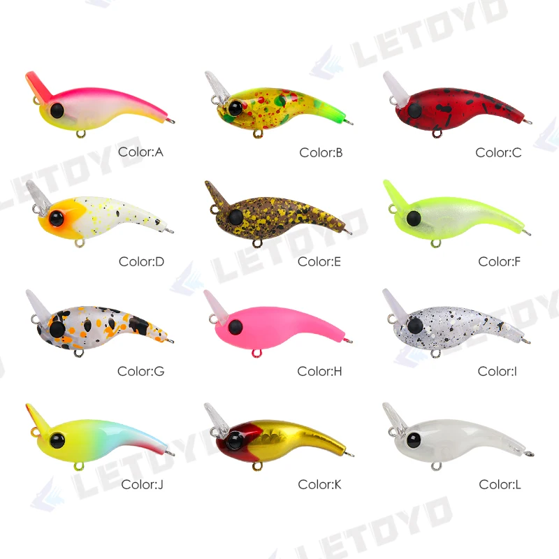 LETOYO 35mm 2,3g/50mm 7,4g Micro señuelo de pesca Minnow Mini Crankbait Wobblers de hundimiento lento para señuelos de pesca de lubina y trucha - imagen 4