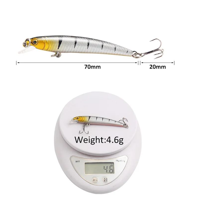 Señuelo láser Minnow de 4,6g y 8cm, cebo duro de hundimiento en agua, cebo Artificial falso, boca deformada, pesca de agua dulce - imagen 5