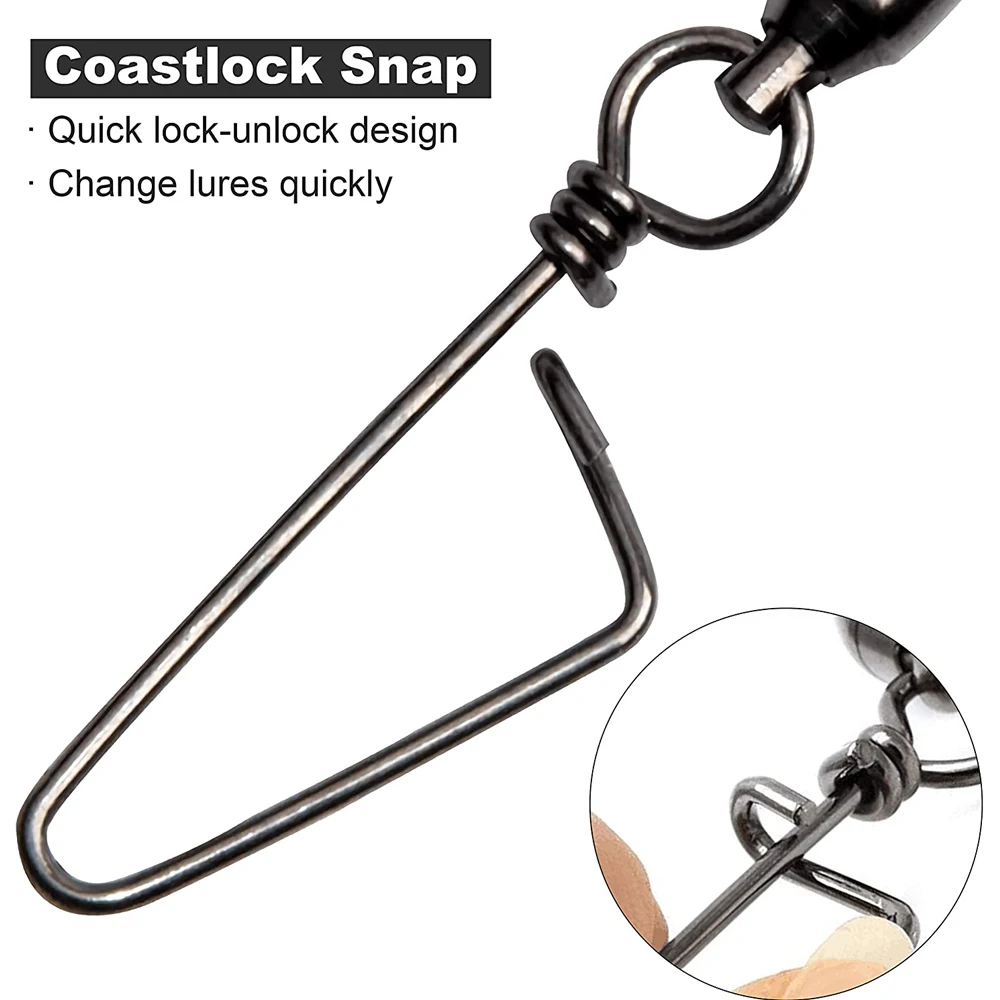 Rodamiento de bolas de pesca, 50 piezas, con broches de cierre de costa, de cobre y acero inoxidable, accesorios de pesca - imagen 5