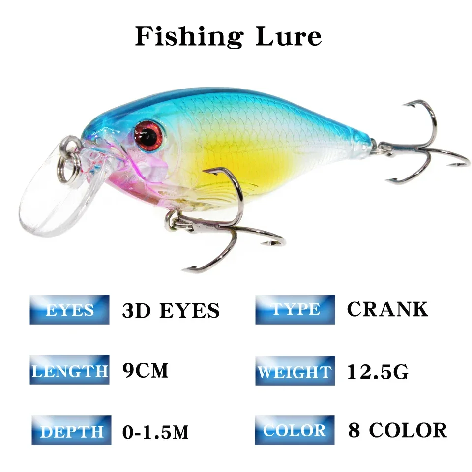 Señuelos de plástico duro para pececillos, cebos artificiales Crankbait, aparejos de Pesca, 8CM/12,5G - imagen 2