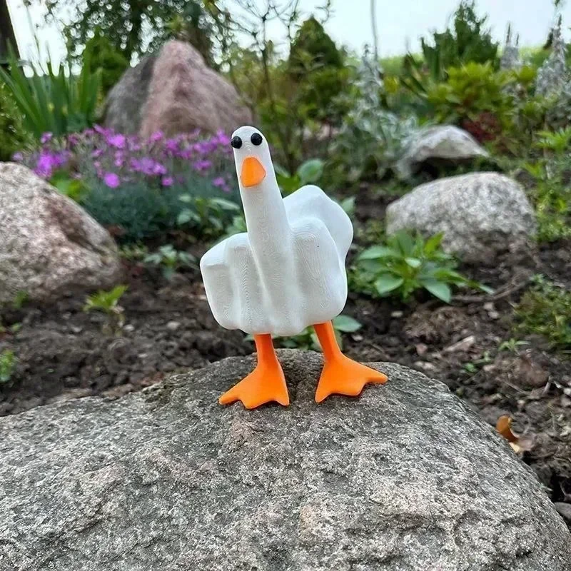 Pato de resina con dedo medio – Decoración divertida para hogar y jardín