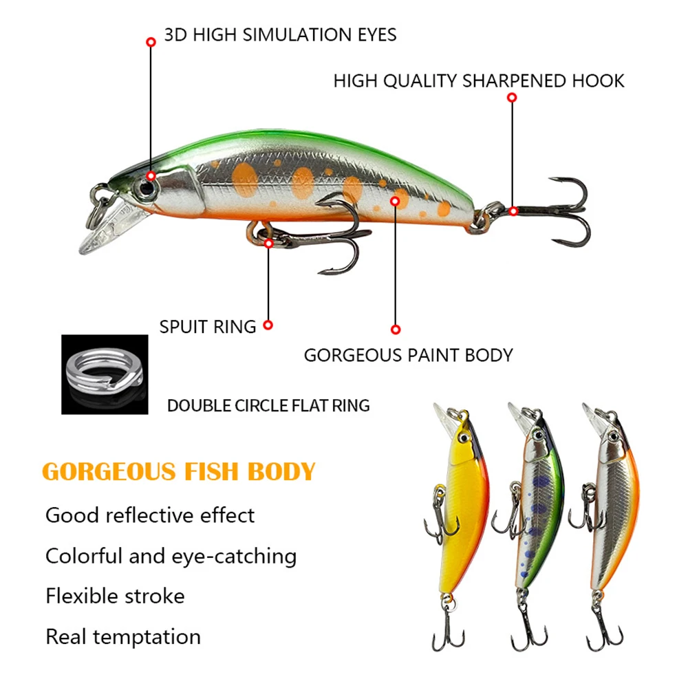 Señuelo de pesca de 5cm y 5g, cebo duro Artificial, Micro Minnow, Wobbler, hundimiento, Jerkbait, tamaño pequeño, para trucha, lubina, MN703 - imagen 4