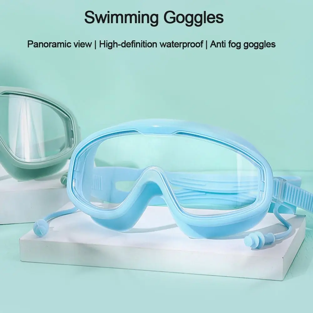 Suministros deportivos, gafas de natación antiniebla impermeables con vista amplia de alta definición Unisex con tapones para los oídos, gafas de natación