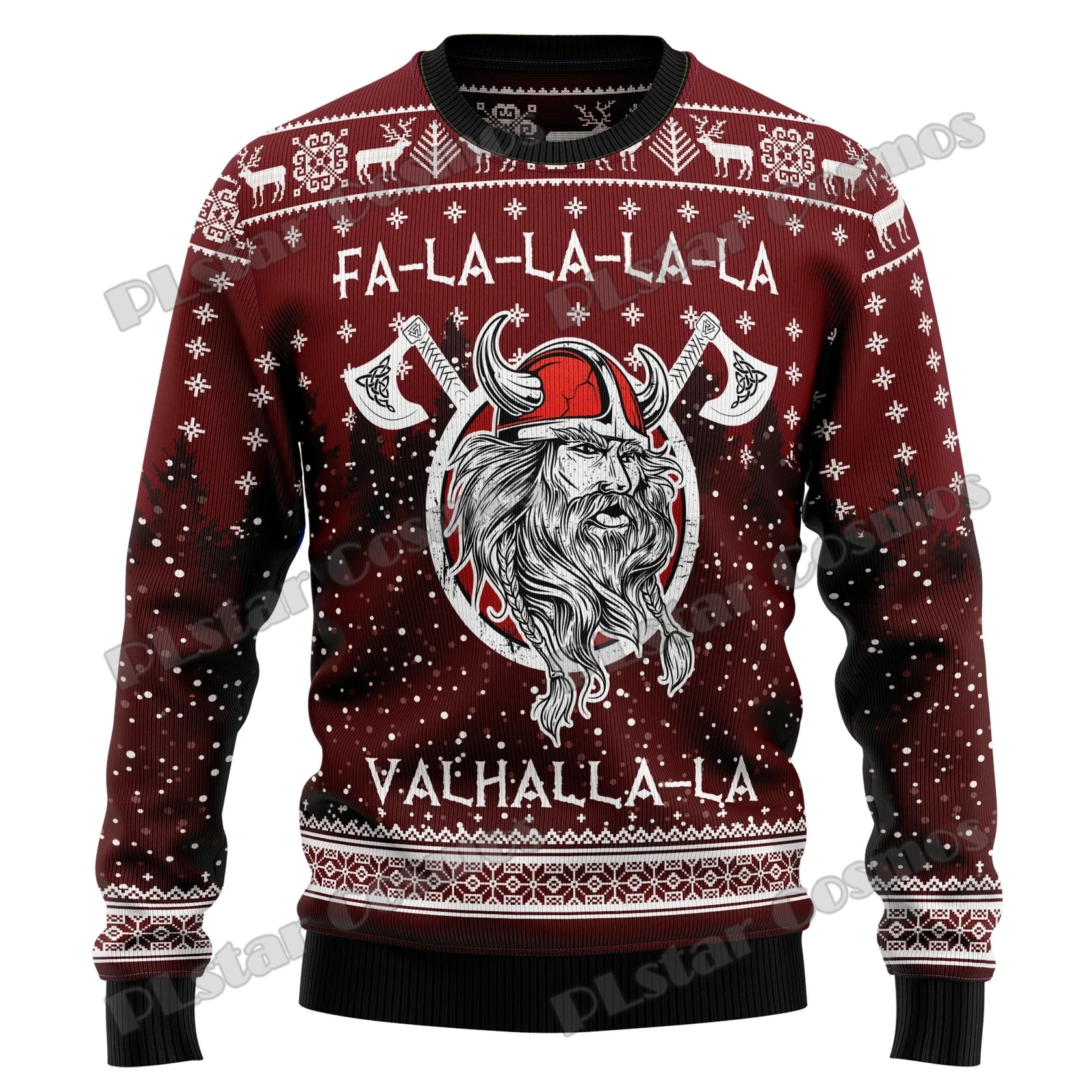 Otoño Invierno Unisex Casual Jersey de punto suéter ValhallaLa tatuaje de Navidad 3D impreso hombres feo suéter de Navidad KMY11 - imagen 5