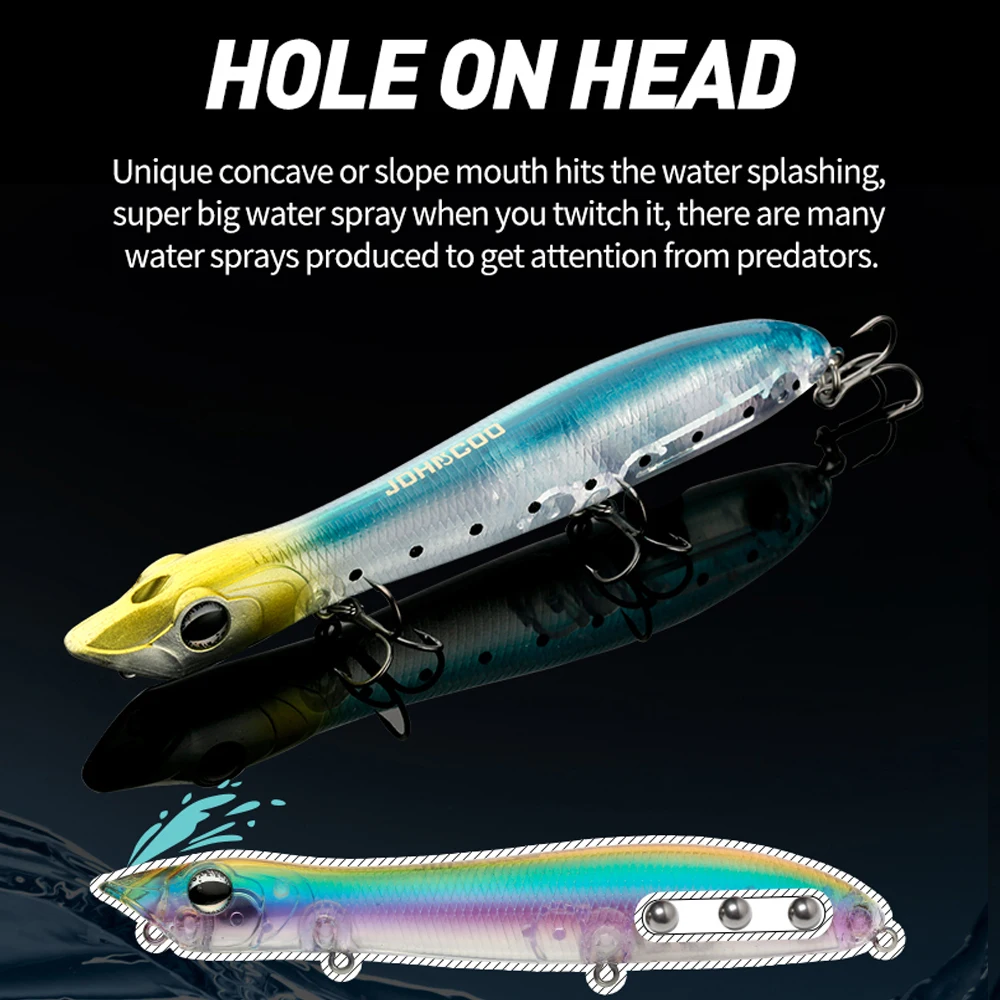 Topwater Popper cebo 12cm 17,5g caminar perro plástico duro Popper Señuelos de pesca flotante cabeza de serpiente sonajero Wobble Bass señuelo - imagen 3