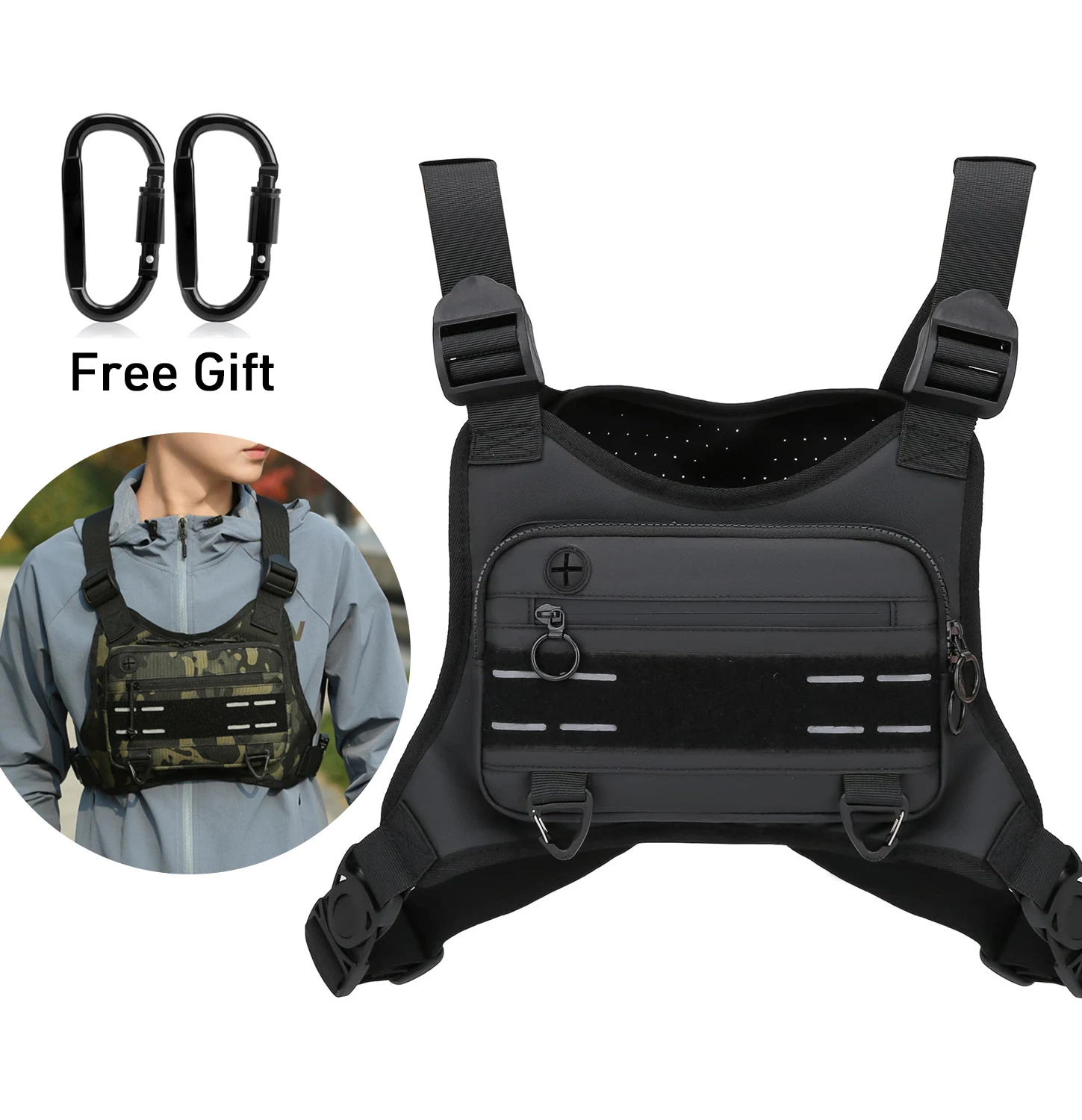 Nuevo chaleco táctico para correr, bolsa impermeable antirrobo para el pecho, riñonera de pesca, mochila para acampar al aire libre, senderismo y caza - imagen 2