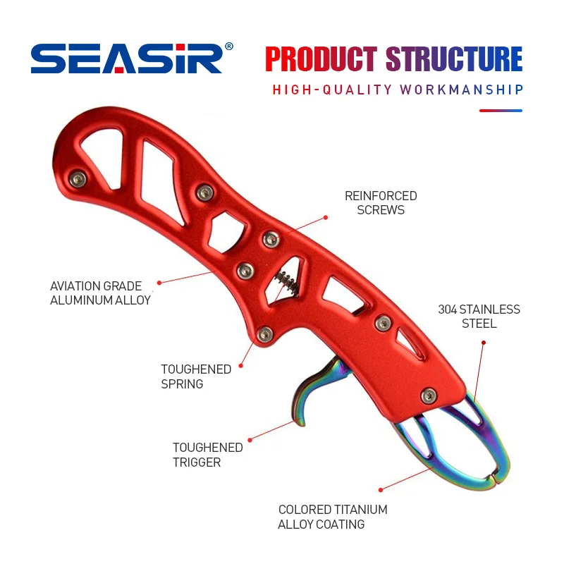 SEASIR Pinza de pesca con controlador de titanio, herramienta de pesca de aleación de aluminio, acero inoxidable, señuelo de Pesca de Mar, atrapamoscas - imagen 2