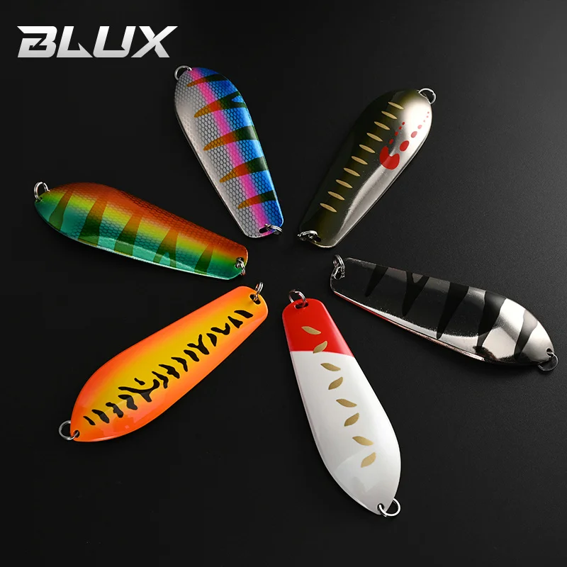 BLUX LUCIUS Legend Spoon Fsihing señuelo 34G 100MM fundición de latón puro curricán lento Metal Wobbler Pike Bass cebo aparejos de agua dulce - imagen 5