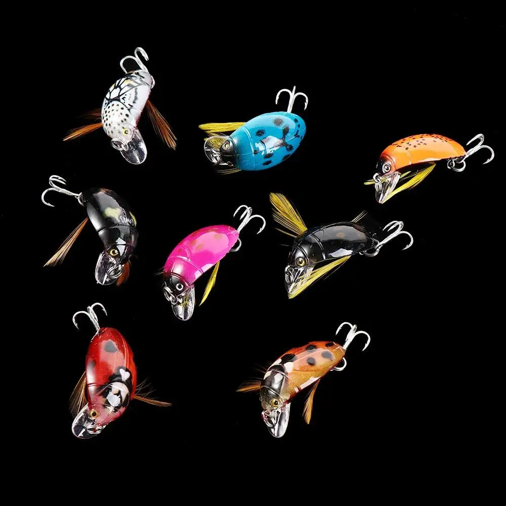 Moscas artificiales cebo de mariquita 3,8 cm 4,2g ojos 3D duro Señuelos de pesca gancho Mini cebo biomimético accesorio de pesca - imagen 3