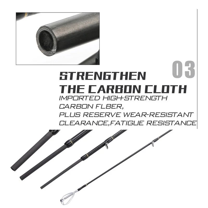 Caña de pescar Sougayilang, caña de pescar de fundición de 1,8-2,1 m, caña de pescar 99% de fibra de carbono, 4 secciones, caña de pescar M/MH para Pesca - imagen 4