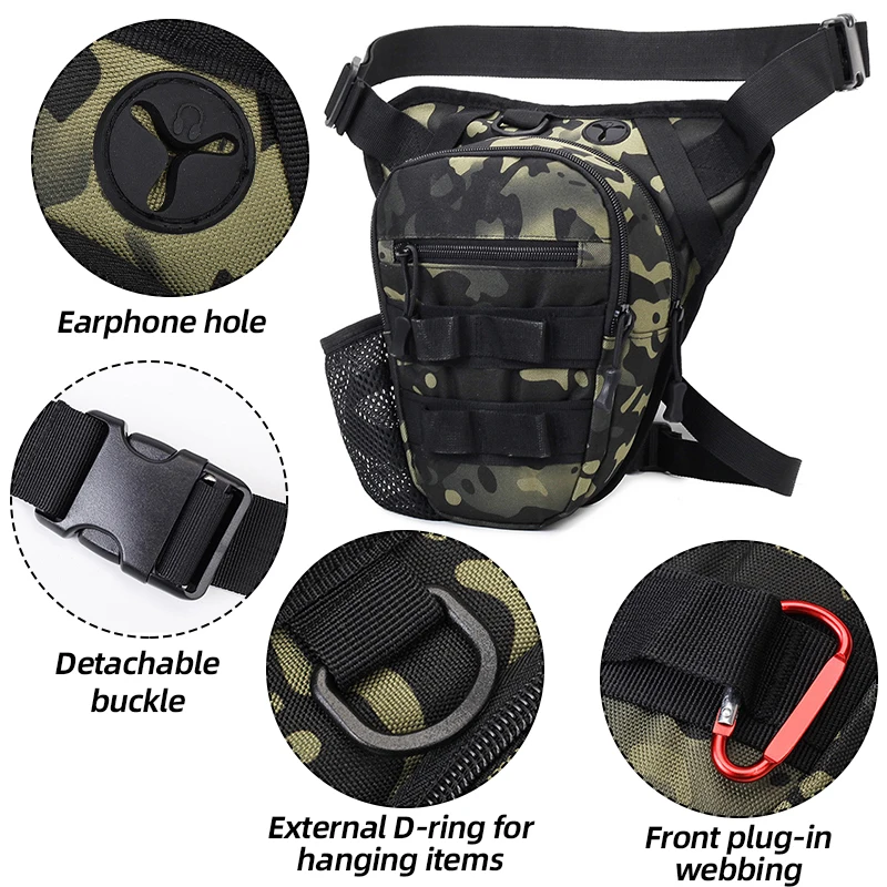 Bolsa táctica para pierna de pesca Molle, senderismo, escalada, Camping, ciclismo, bolsos de hombro, señuelo, deportes al aire libre, viaje, paquete cruzado para hombres - imagen 4