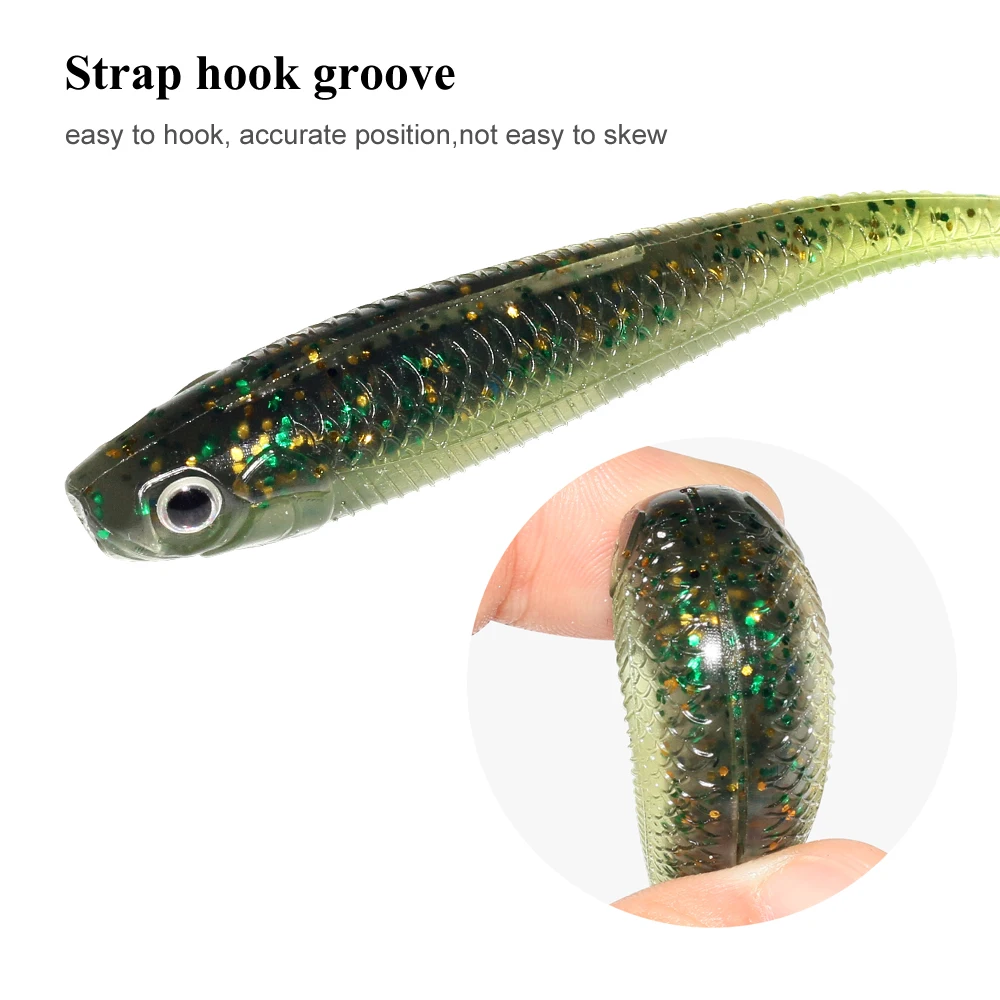 Nuevos Señuelos de Pesca 70mm 95mm señuelo suave Wobblers artificiales carpa cebo de silicona para Lucio Bass Trolling Sea Swimbait Predator Tackle - imagen 5