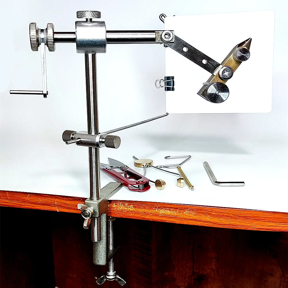 Herramienta de atado de moscas giratoria de 360 grados, herramienta de fabricación de cebo con mosca, tornillo de banco para atar moscas para hacer señuelo de pesca de trucha y salmón, 1 ud.